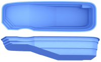 Композитный бассейн Admiral Pool Океан 14,0х4,7 м глубина 1,05-2,5 м (синий искрящийся)