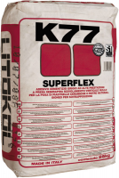 Litokol Клеевая смесь для плитки SUPERFLEX K77, цвет серый, мешок 25кг