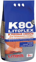 Litokol Клеевая смесь для плитки LITOFLEX K80, цвет серый, мешок 5кг