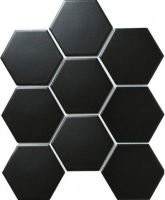 Мозаика керамическая однотонная StarMosaic Hexagon big Black Matt (SBH4810), 25.6х29.5