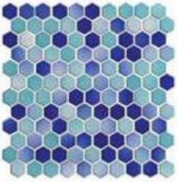 Фарфоровая мозаичная смесь Serapool Versicolor, шестигр. 26,5мм (бирюза/темн синий)