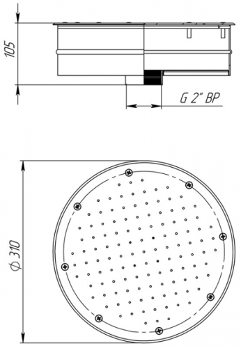Плато аэромассажное круглое универсальное Аквасектор д.310 (AISI 316)