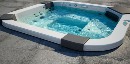 СПА бассейн Jacuzzi Italian Design Santorini Pro Sound 230x215x90 см чаша Platinum обшивка Тик (с теплообменником)