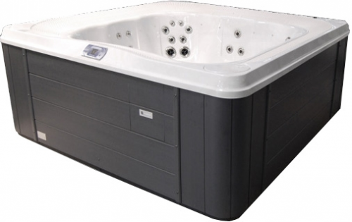 Переливной СПА бассейн Allseas Spas River Flow Square 240х240х97см, Pearl shadow, обрамление Brown