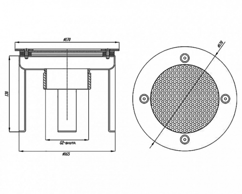Заборник воды под плитку Xenozone с сетчатой крышкой (165 мм) (ВЗ.620.3)
