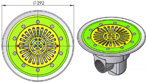 Донный слив универсальный из ABS-пластика Astral круглый д. 290 мм, подключение 2'