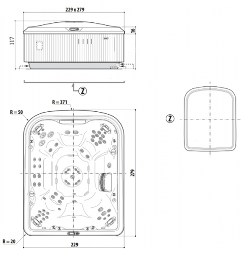 СПА бассейн Jacuzzi Premium J 495 279x229x104 (117) см чаша Sahara обрамление Brazilian Teak (с доп. изол. и музыкой)