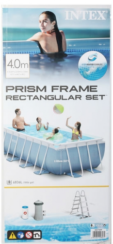 Каркасный бассейн INTEX прямоугольный Prism Frame 400x200x100 см (комплект), арт. 26788/26776/28316