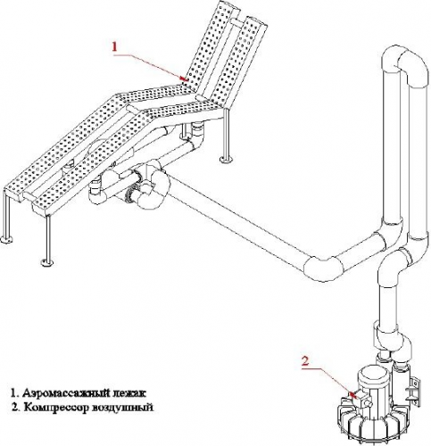 Лежак воздушного массажа однополосный нерж. сталь, плитка (АС 04.011)