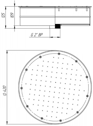 Плато аэромассажное круглое под плитку Аквасектор д.420 (AISI 316)