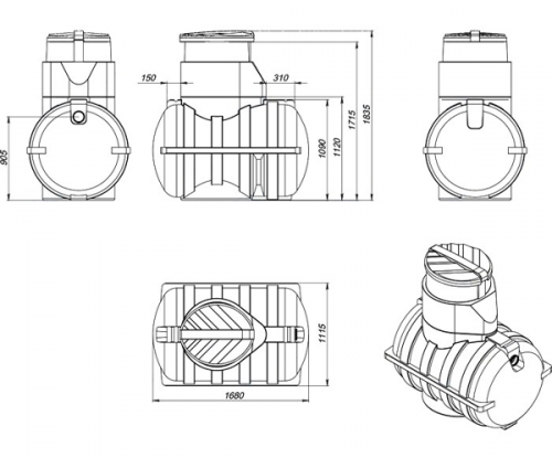 Емкость подземная Rostok(Росток) U 1250 черный