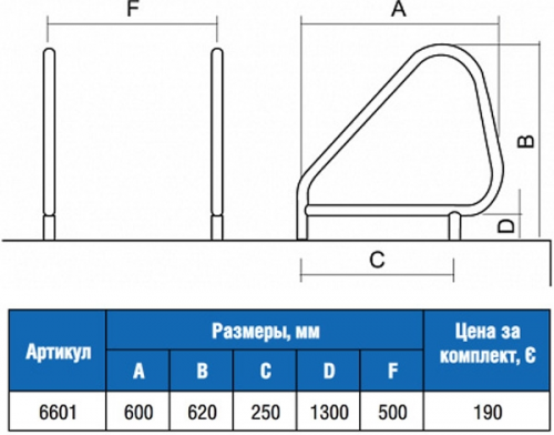 Поручень для лестниц Junli Pipe AISI-304 (6601)