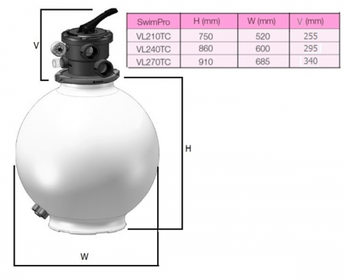 Фильтр песочный Hayward SwimPro с верх. вентилем д. 685 (VL270T)