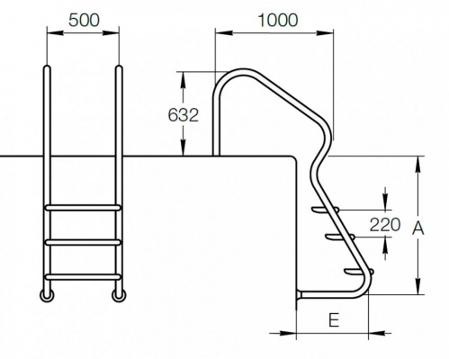 Лестница 4 ступени Flexinox Easy Access 316 сталь (87252011)