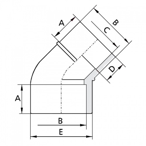 Угольник 45° редукционный 63-50 мм Coraplax (7102563)