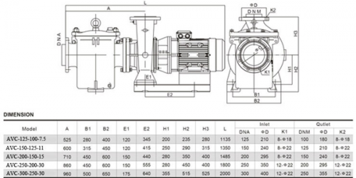 Насос с префильтром Aquaviva AVC 300-250-30, 380V, чугун