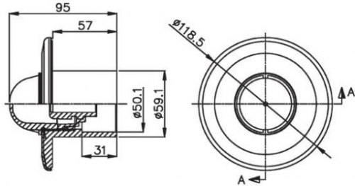 Светильник оптоволоконный Astral под вклейку 50/63 мм (плитка, хром)