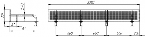 Поворотная панель Аквасектор ширина 2,38 м (AISI-304)