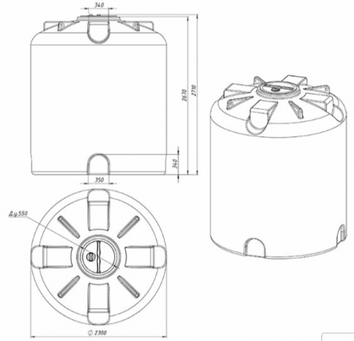 Емкость вертикальная Rostok(Росток) TR 10000 серый