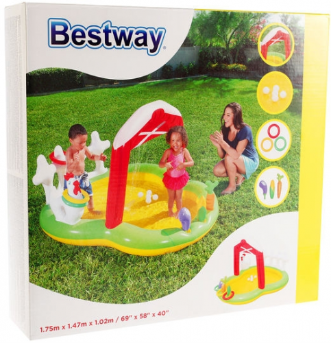 Надувной детский бассейн Bestway игровой центр Ферма, 175х147х102 см, артикул 53065