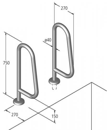 Поручень для лестниц Ideal Тип A нерж. сталь (крепление с накладками)