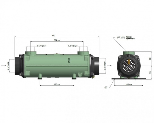 Теплообменник 300 кВт Bowman, трубки из купроникеля (3708-2C)