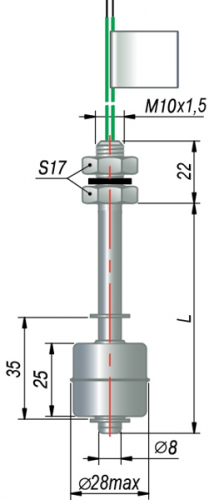 Датчик ПДУ-2.1, поплавковый, длина штока 1050 – 2000 мм